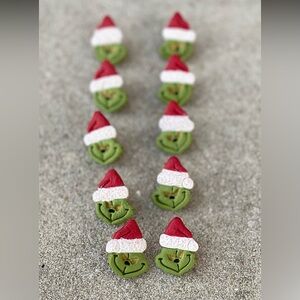 Grinch Handmade Polymer Clay Earrings